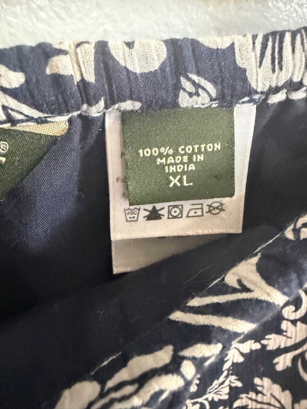 Eddie Bauer Navy Blue A-Line Skirt with Cream Floral Print Drawstring - Picture 7 of 8